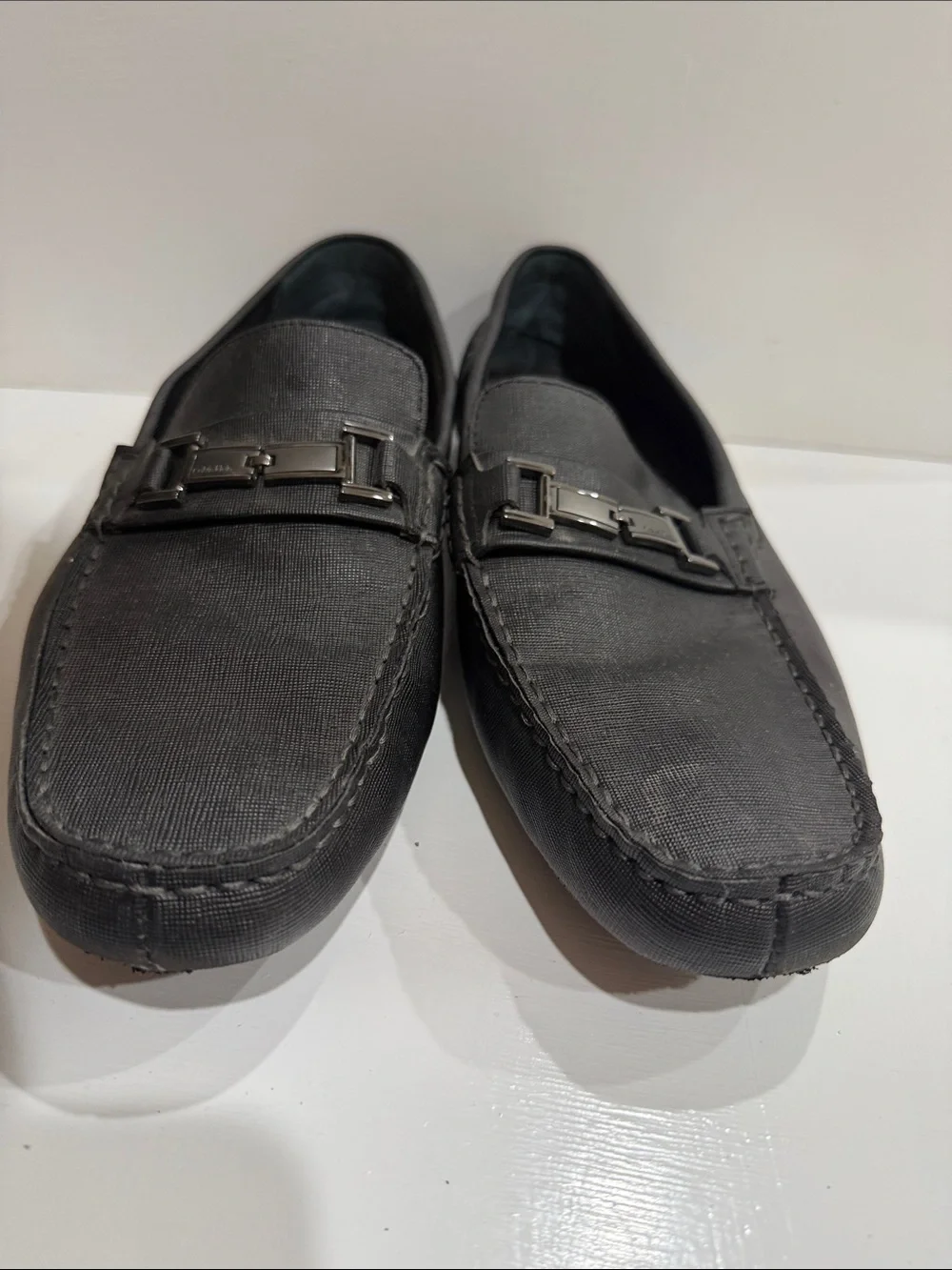Calvin Klein Black Men’s Slip-On Magnus Penny Loafers with Metal Bit size 13
